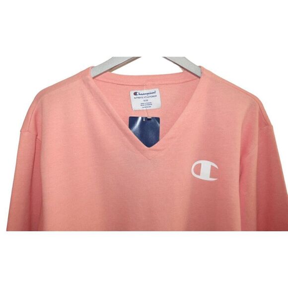 NWT Champion Pink Star V-Neck French Terry Cropped Sweatshirt M - Picture 2 of 5